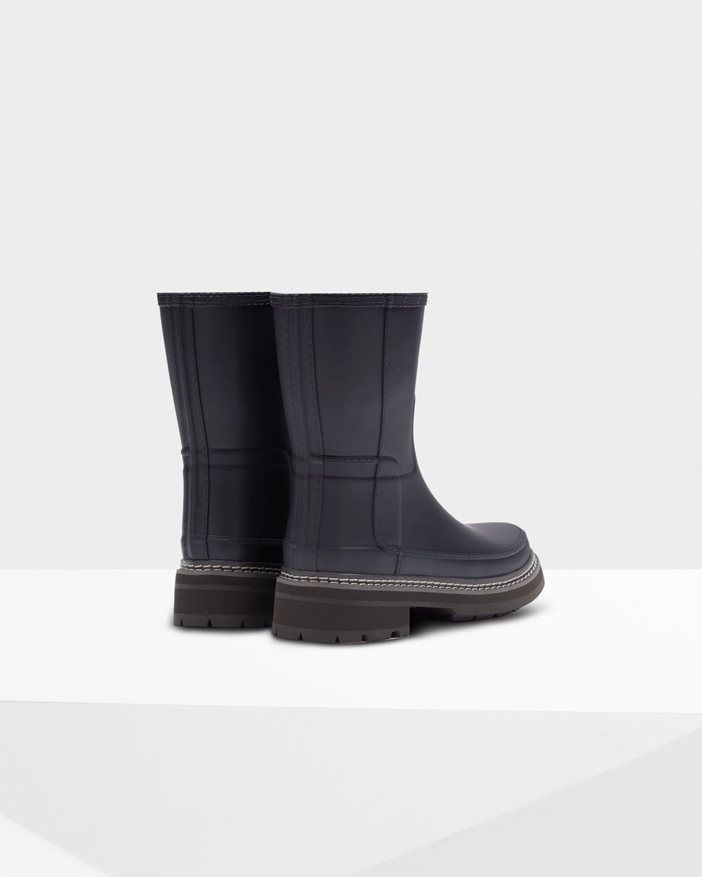 Womens Short Rain Boots - Hunter Refined Stitch Detail (27QVOSLGF) - Navy